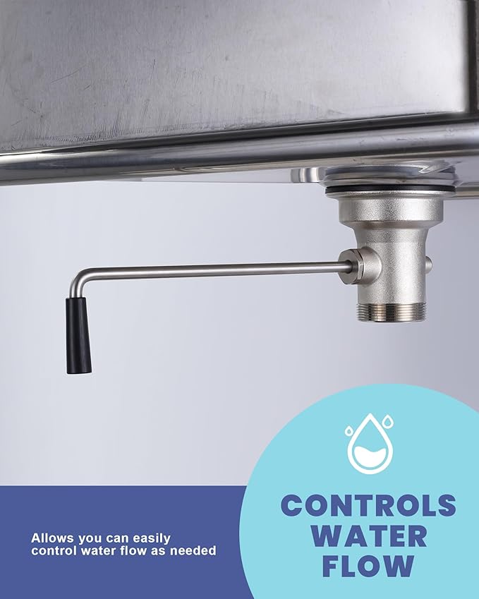 Commercial Sink Drain: 3-1/2" Sink Opening Waste Drain Valve - Brass Commercial Kitchen Sink Drain with Twist Handle - Prevents Sink Clogged Overflow for Commercial Restaurant Multi-Basin Sink