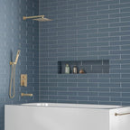 Lava Odoro Modern 3-Setting Square Shower and Tub Faucet Set with Shower Head and Handheld Sprayer Gold, Rainfall Shower System with Tub Spout, Shower Valve Trim Kit, Champagne Gold, SF103-SG-T