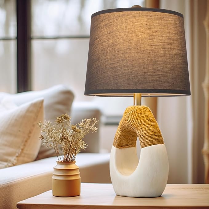 Lamp Shades Set of 2 - Drum Lampshades 11.4" x 12.9" x 9.8" Inches, Fabric Medium Replacement Lampshades for Table Lamp, Floor Lamp, Assembly Required, Spider,Linen