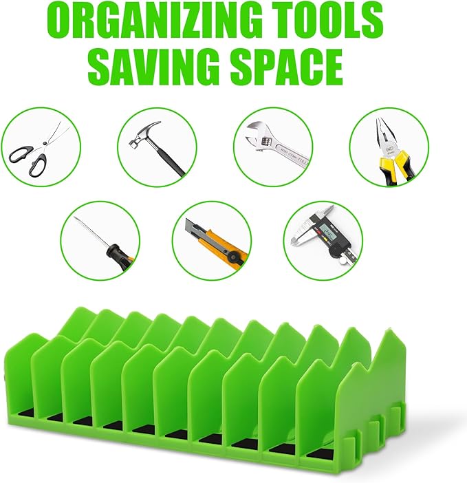 4 Pack Plier Organizer Rack, Pliers Organizer for Tools Cutters with Extendable Design & Non-Slip Rubber Base, 40 Slots Tool Box Drawer for Pliers, Wrenches, Screwdrivers,Green