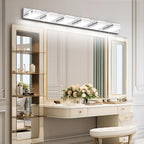 Ralbay 48inch Chrome Vanity Light for Bathroom with 5 Color Temperatures (3000K-6000K) Dimmable Stainless Steel Acrylic LED Modern Chrome Bathroom Light Fixtures (6-Light)