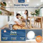 Amico 12 Pack 5 Inch 5CCT Ultra-Thin LED Recessed Can/Ceiling Light with Junction Box, 900LM High Brightness, Dimmable Wafer Downlight, 11W, ETL&FCC