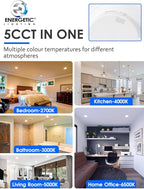 Energetic 24 Pack 5/6 Inch 5CCT Retrofit Recessed Ceiling Lighting, LED Can Lights, Dimmable Downlight, 12.5W, Equivalent 100W, 2700K/3000K/4000K/5000K/6500K Selectable, Damp Rated, Baffle Trim, ETL