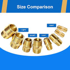 4PCS Hex Nipple 3/8"NPT x 3/8" NPT Male Solid Brass Pipe Fitting, 3/8 inch Brass nipple Male Threaded Pipe Adapter Fittings Equal Nipples Connectors Couplings