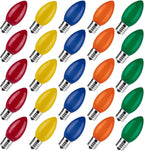 Brightown C9 LED Replacement Christmas Bulbs, 25 Pack Multicolor Shatterproof C9 Bulbs, Waterproof Commercial LED Holiday Bulb for Christmas String Light, E17 Intermediate Base, Dimmable