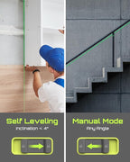 LasGoo LG-4D 16 Green Beam 4x360° Laser Level, Self-Leveling Tool with Horizontal and Vertical Dual Layout, Ideal for Construction and Picture Hanging, Magnetic Pivot Bracket Included
