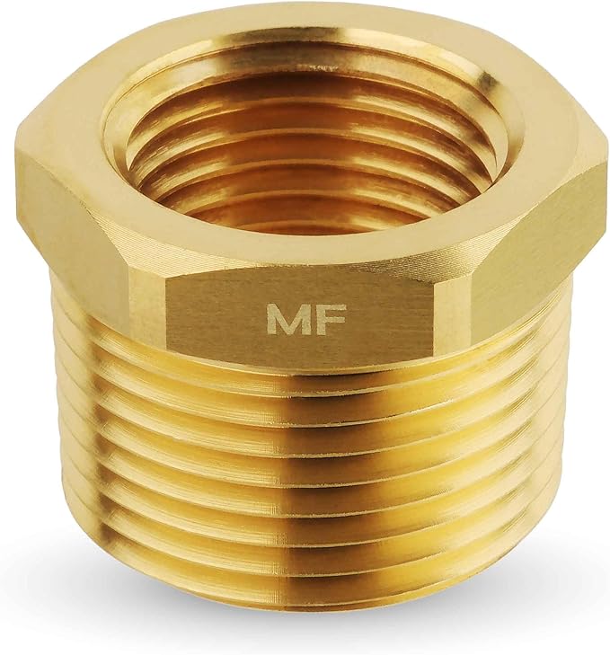 MAACFLOW brass 3/4" Male NPT to 1/2" Female NPT Adapter Reducer Hex Bushing (Thread OD1.02" - ID 0.72") (Pack of 1)