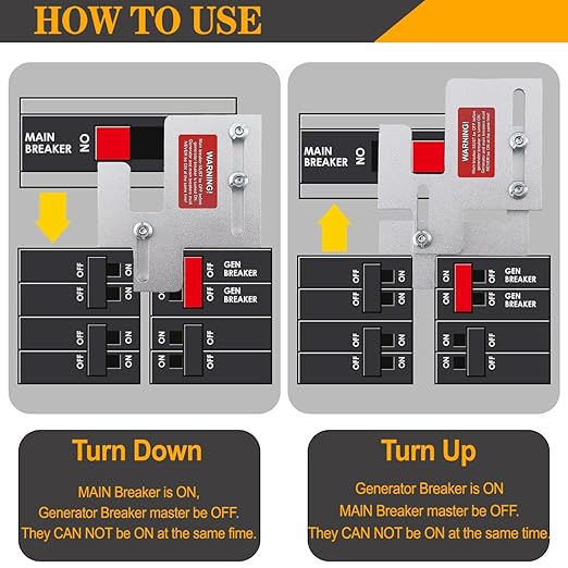 Generator Interlock Kit for Eaton Cutler Hammer Generator BR Series 150 or 200 Amp Panel, 1 1/4-1 7/16 inches Spacing Between Main and Branch Breaker