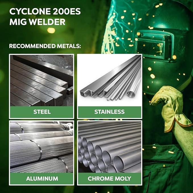 Everlast Cyclone 200ES MIG Welder - 180 Amp, Dual Voltage 110/220V, IGBT Inverter, MIG & Stick Capability