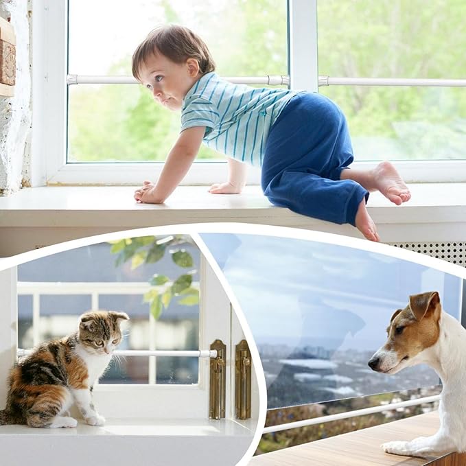 1 Pack Window Security Bars 15.7"-27.5" Adjustable Sliding Glass Door Lock Bars Window Stopper Safety Stick Lock Bars with Rubber Tips for Home, 2.2 cm in Diameter