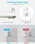 5 FT Flat Plug Extension with 4 USB(2 USB C), 6 AC Outlets Multiple Plug Expander Wall Charger, Ultra Thin Extension Cord, Power Strip Surge Protector for Home Office Kitchen. White