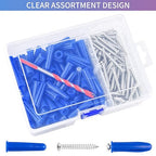 Concrete Anchors Kit - 100Pcs Drywall Anchors & 100Pcs Screws with Bit for Stucco, Masonry, Brick & Dry Wall