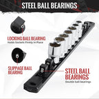 Magnetic Socket Organizer, 3-Piece Heavty Duty Aluminum Socket Holder, Socket Rail for Tool Box, Premium Quality 360° Swivel Socket Rack Kit with 40 Clips for 1/2, 3/8, 1/4-Inch(Black)