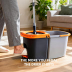 Spin Mop and Bucket Set,Detachable Double Buckets Separate Dirty Water with Stainless Steel Wringer for Floor Cleaning,Cleaning Buckets with 4 Mop Head Replacements for Household Use