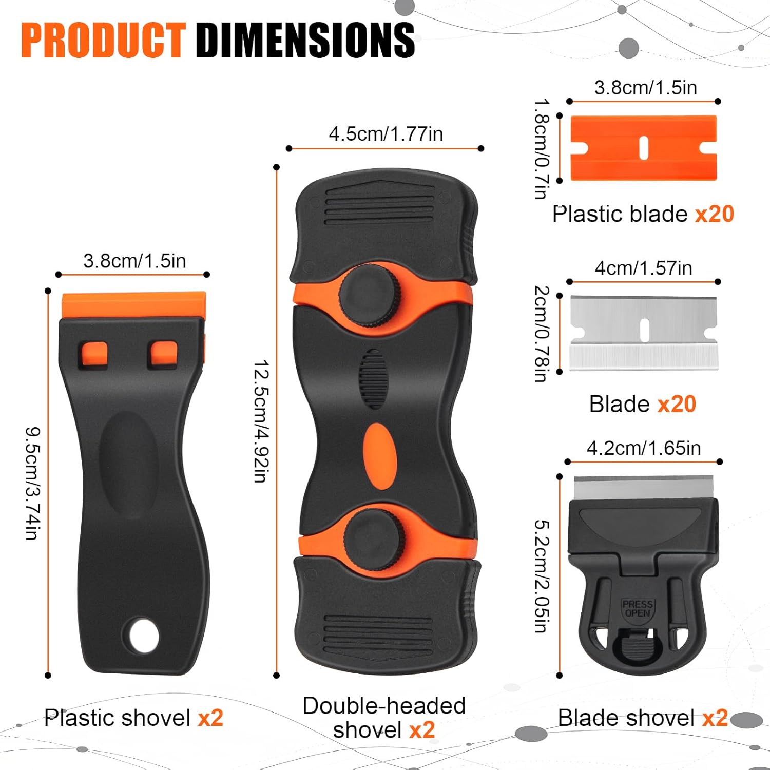 6 Pack Razor Blade Scraper Tool, Razor Scraper, Paint Scraper for Cleaning, With Extra 40Pcs Blade Scraper, For Cooktop, Wall, Floor, Glass Cleaning Scraper