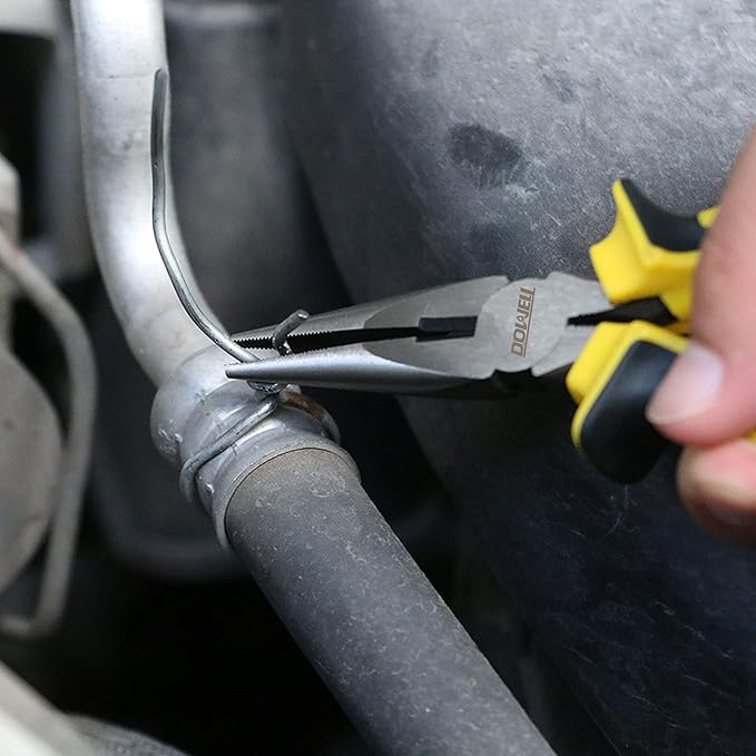 DOWELL 6 Inch Long Nose Pliers Needle Nose Pliers with Wire Cutter Nickel Chromium Steel Construction Professional Handle