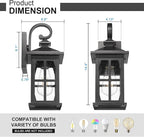 Darkaway Outdoor Light Fixtures Wall Mount, Outdoor Wall Lights Exterior Lighting Fixtures Waterproof Black Outside Wall Sconce with Seeded Glass for House Porch Hallway Garage Front Door