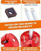 6 Pieces PVC Pipe Fitting Reamer Kit, Plastic Pipe Reamer Tool with 3/4", 1", 1-1/2", 2", 3", 4", PVC Fitting Saver for SCH40, ABS, CPVC Pipe, Fit into Standard 1/2" Drills