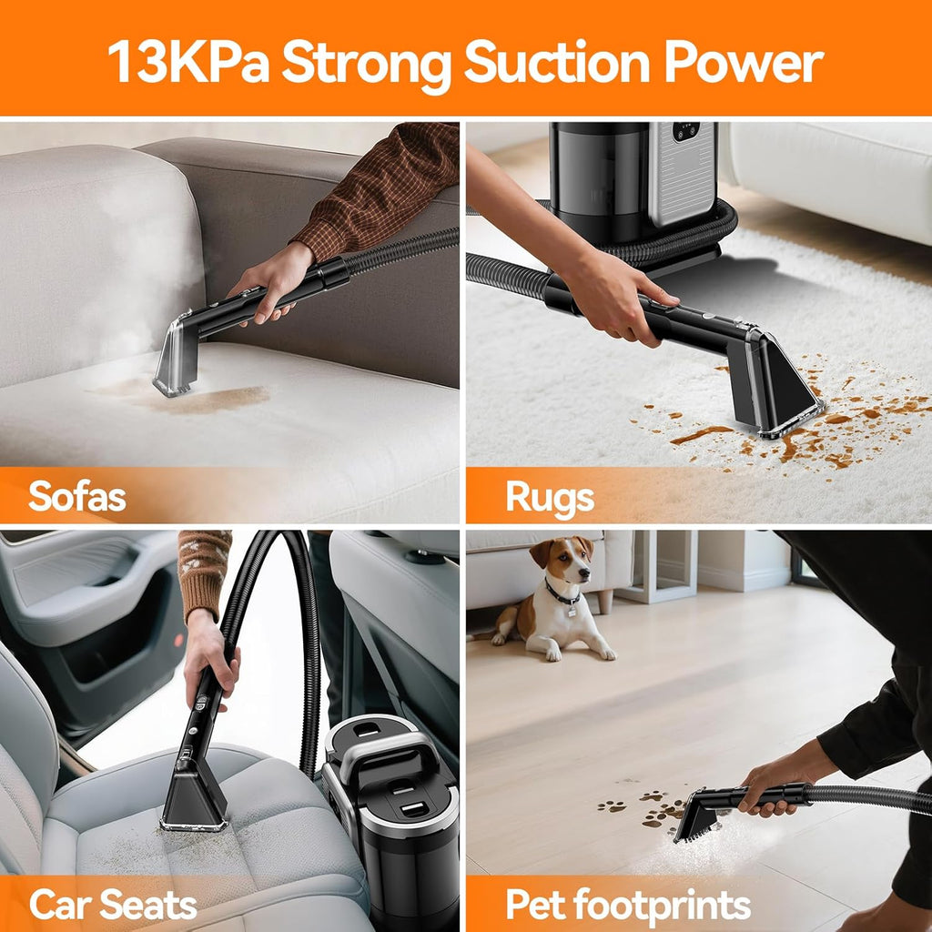 Portable Carpet and Upholstery Spot Cleaner Machine, Instant Heating Carpet Cleaner Machine With 5 Cleaning Modes, 13Kpa Powerful Scution Stain Remover Deep Cleaner for Pets, Area Rugs, Sofa, Seat