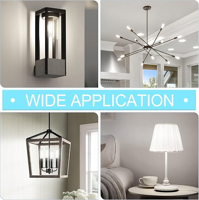 Tubular LED Edison Bulb Dimmable 4000K Neutral White, 4W, 40 watt Equivalent, E26 LED Light Bulbs, T10 Edison Bulbs for Chandeliers, Ceiling Fan, 90+CRI 400LM, 6 Pack