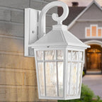 Darkaway Outdoor Wall Lights for House, Exterior Lighting Fixtures Wall Mount Outside Porch Lights Waterproof White Outdoor Sconce Lights with Water Ripple Glass for Patio Garage Front Door