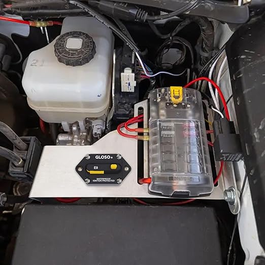 GLOSO Circuit Breaker 250A Marine Panel Mount Automotive RV E9F 90° (3/8" Stud, 250 Amp)