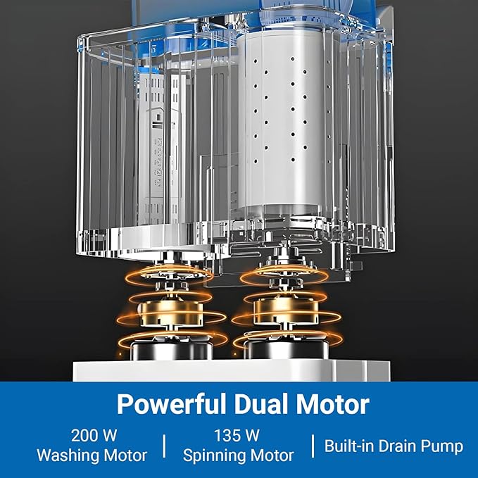 Portable Mini Twin Tub 22Lbs Washing Machine with Drying Rack & 10 Hangers, Washer(13Lbs) and Spinner(9Lbs) Combo with Timer Knob, Compact Semi-automatic Laundry Washer for Home Dorm Apartment, Black