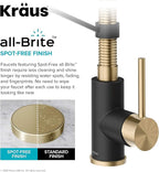 KRAUS Bolden Commercial Style 2-Function Single Handle Pull Down Kitchen Faucet in Spot-Free Antique Champagne Bronze/Matte Black, KPF-1610SFACBMB