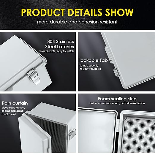 Waterproof Electrical Junction Box, IP67 Plastic Weatherproof Electrical Enclosure with Aluminum DIN Rail, Mounting Plate, Wall Brackets for DIY Project WiFi(13.8''×9.8''×5.9")