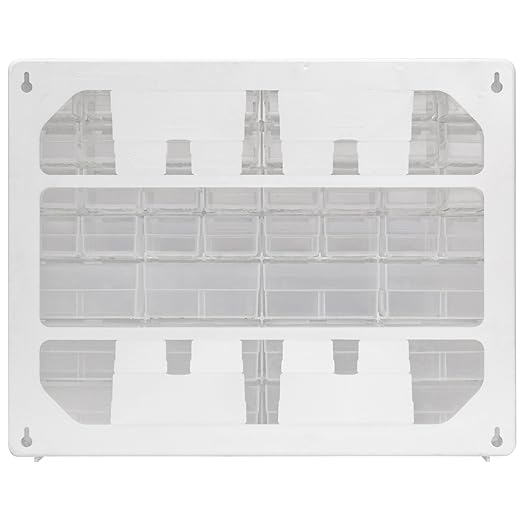 Akro-Mils 64-Drawer Plastic Drawer Storage Cabinet for Garage Organization, Bead Organizer, Building Bricks Storage, Teacher Toolbox, Makeup Organizer, 20-Inch W x 6-Inch D x 16-Inch H, 10164 White