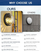 FEMILA 10" Modern Outdoor Wall Lantern, 2 Pack Nautical Outdoor Lighting, Bulkhead Sconce for Front Porch/Entry Light, Aluminum, Ripple Glass, ETL & UL Listed, 4FYX105FL-2 BK SW