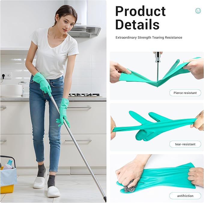 ThxToms Chemical Resistant Nitrile Gloves, Resist Household Acid, Alkali, Solvent and Oil, Latex Rubber Free, 1 Pair Medium