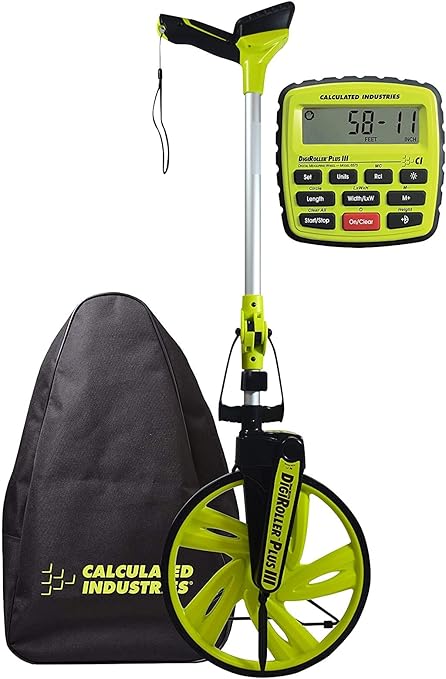 Calculated Industries #6575 DigiRoller Plus III 12.5 Inch Estimators Electronic Distance Measuring Wheel with Large Backlit Digital Display; Measure in Feet, Inches, Meters, Yards; FREE Carrying Pack