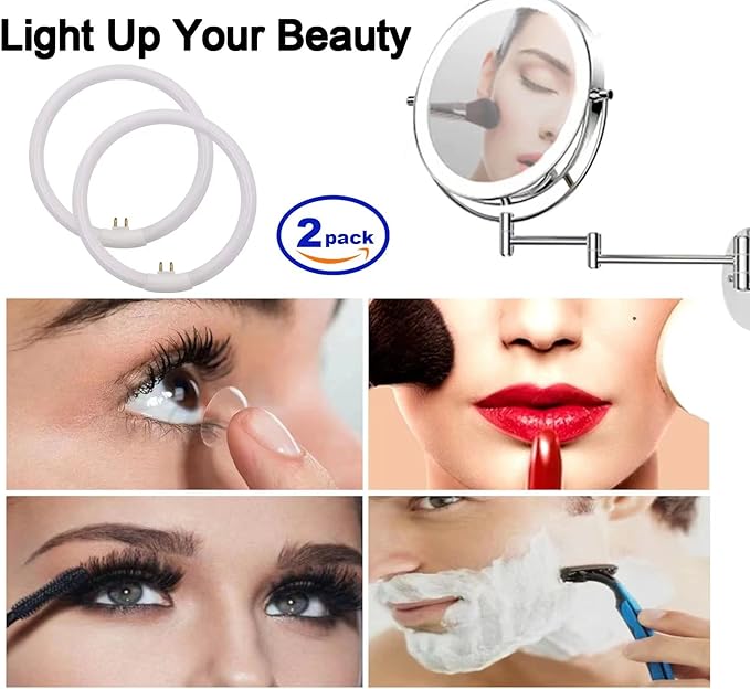 5.5 Inch Outside Diameter,T4 12W 6400K Circular Fluorescent Bulb,Replacement for Conair Round Makeup Mirror