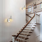 Modern Wall Sconces Set of Two Indoor Lamp Chrome Vintage Glass Light Bathroom Vanity Fixture Wall-Mounted Room Lighting