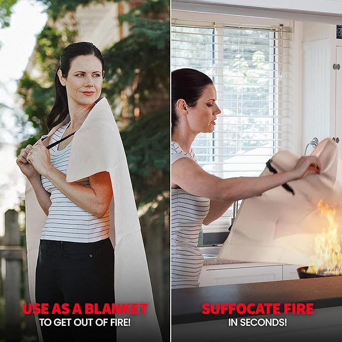 Prepared Hero Emergency Fire Blanket - 8 Pack - Fire Suppression for Kitchen, 40” x 40” Fiberglass Fire Blanket for Home