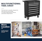 7-Drawer Metal Rolling Tool Chest with Wheels,Tool Storage Cabinet with Locking System，Toolbox with Wheels for Garage,Workshop, Repair Shop(Black, 7-Drawer)