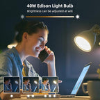 LUXON 6 Pack T45 Edison Bulbs, 40 Watt Antique Vintage E26 Base Dimmable Amber Glass Incandescent Light Bulbs, Warm White 120V Lamp for Home Light Fixtures Decoration, Warll Sconce