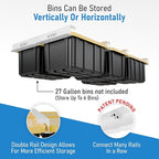 HANDT Overhead Garage Storage Rack, Connectable Heavy Duty Metal Ceiling Rails For Garage Storage Organization Shelving System, Hanging Racks For Tote Containers, Supports Up To 6 Bins, 4 Sets White