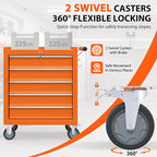 5-Drawer Rolling Tool Chest, Tool Box with 4 Wheels and Drawers, High Capacity Detachable Mobile Tool Storage Cabinet for Garage, Workshop, Mechanics and Repair Room (Orange)