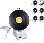 Premium Canless Recessed Gimbal Downlight Rotatable-Spotlight 5 CCT 4 Inch Eyeball Ceilling Potlight, Dimmable Lights Fixture with Junction Box, 8W Black Round Trim, with Baffle, 6P