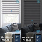 SmartWings Motorized Zebra Shades Work with HomeKit, Alexa, Google Home, 60% Blackout Light Filtering Day Night Sheer Blinds, Privacy Light Control, for Home/Office, Customized, Grey
