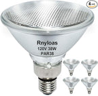 4 Pack Long Lifespan PAR38 Flood Light Bulb, Dimmable 38W 120V, High Output 400LM, Warm White, E26 Base, Indoor/Outdoor