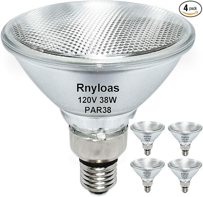 4 Pack Long Lifespan PAR38 Flood Light Bulb, Dimmable 38W 120V, High Output 400LM, Warm White, E26 Base, Indoor/Outdoor