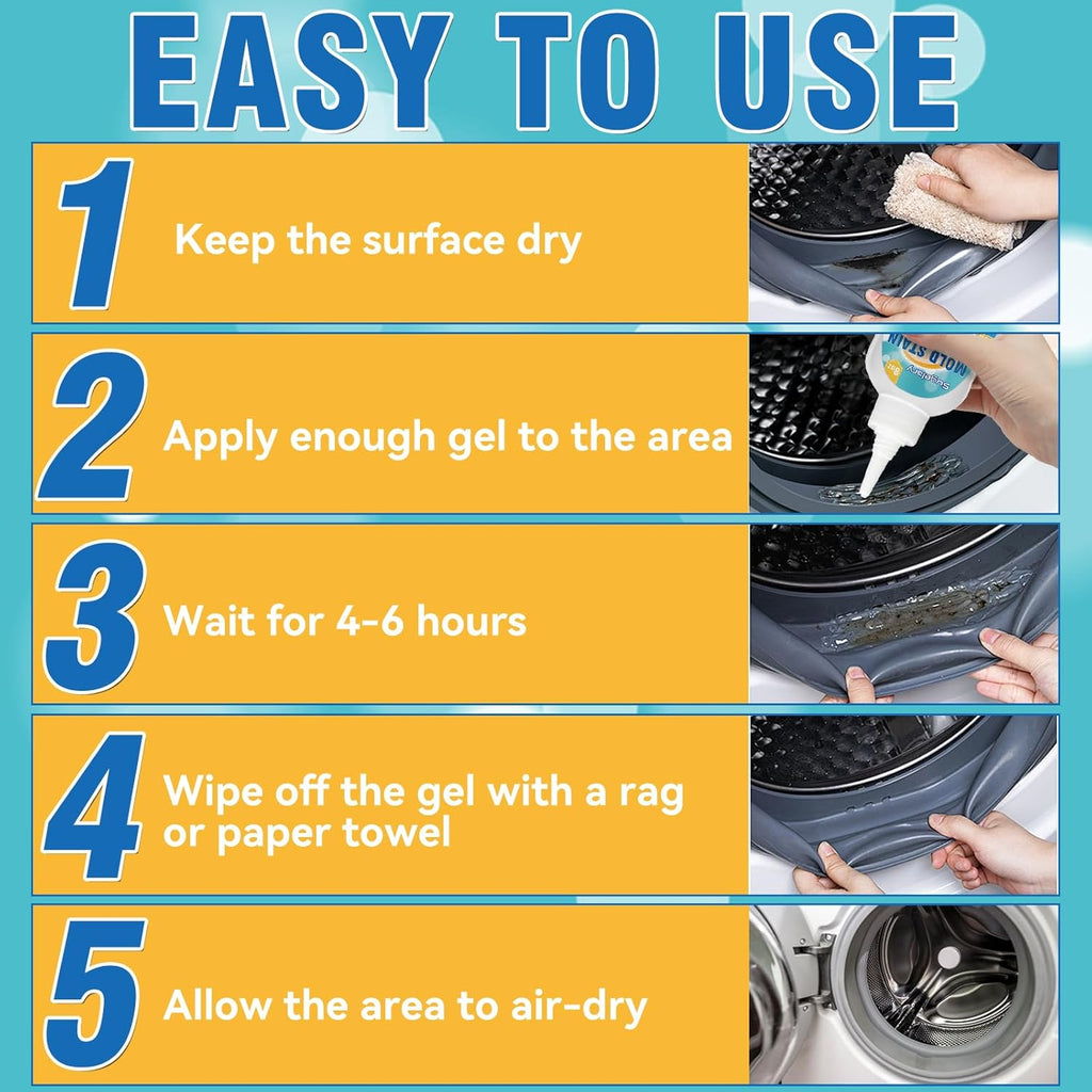 Sugelary Mold Stain Cleaning Gel, 8 fl oz Thick Cleaner for Washing Machine Gasket, Grout, Caulk, Shower, Sink, and Bathroom Surfaces