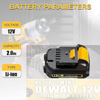 12V DCB120 2.0Ah Battery Replacement for DeWalt 12v Max Battery DCB120 DCB121 DCB123 DCB122 DCB124 DCB125 DCB127,Compatible with DeWalt 12V power Tools , Lightweight Lithium UL Certified (2-Pack)