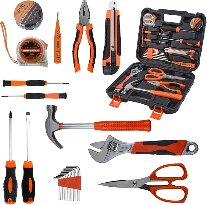 Home Repair Tool Set Hand Tool Kit,Professional Outdoor Tool Accessories Set,Small Household Repairs Tool Set With Plier,Screwdriver Set,Hammers,Spanners,Precision Knife, With Portable Storage Case