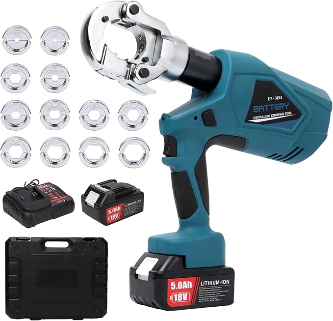 Electric Hydraulic Crimping Tool 60KN Electric Hydraulic Pliers 3-6 Seconds Fast Crimp 17mm Stroke Interchangeable Jaws Design Industrial Grade Safe Accurate Hydraulic Tools 12 Dies