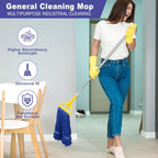 3 Pack Heavy Mop Replacement Head,Commercial Industrial Grade Blue Cotton Ring Heads,Cotton Looped End String Cleaning Mop Refills, Applied to Mop of Clamping Side-Loading Handles