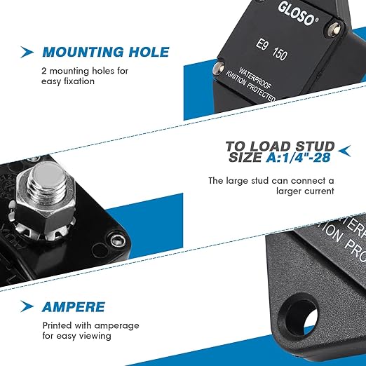 GLOSO Circuit Breaker E94 Panel Mount T1 Auto Reset for Marine Automotive Truck (60A